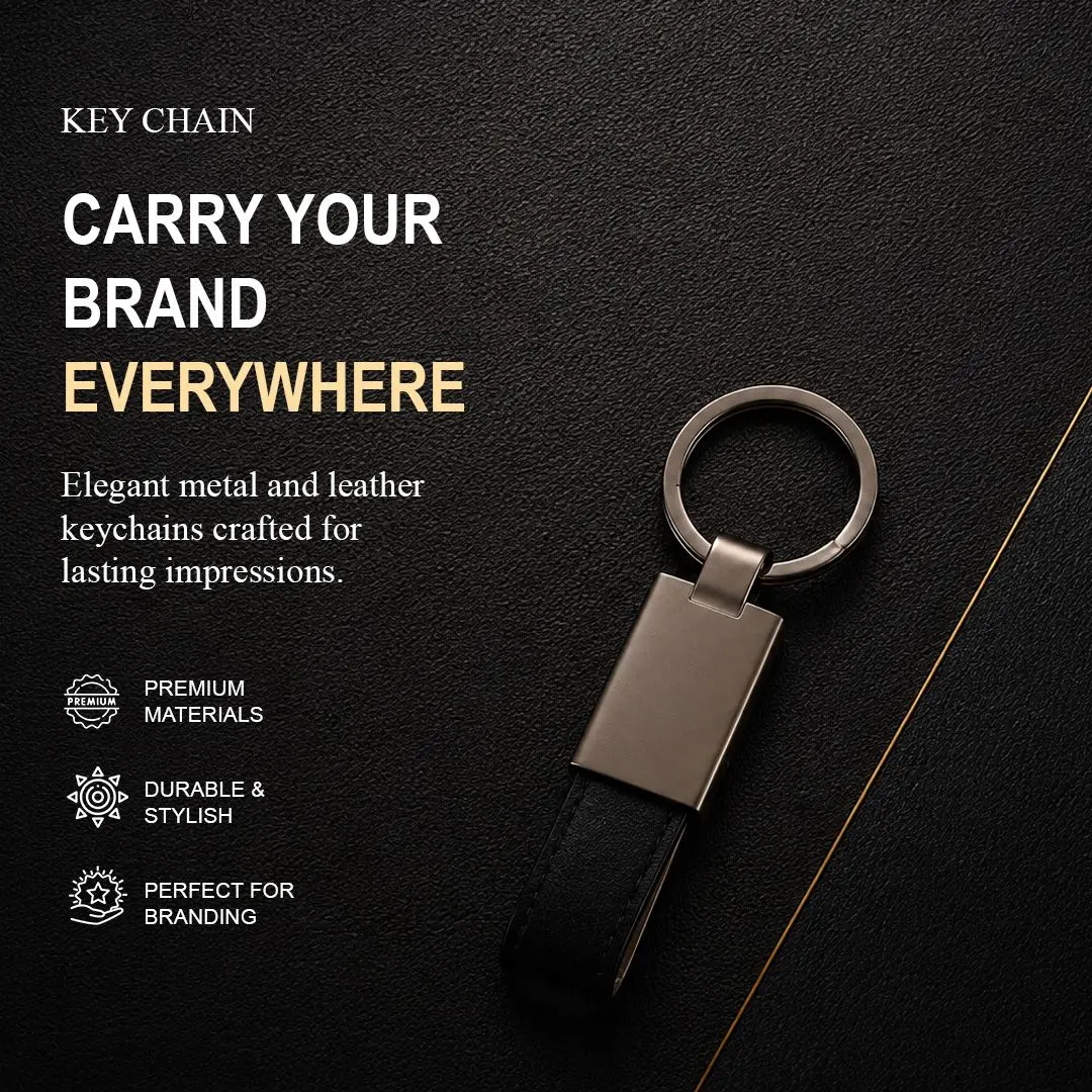 Metal and leather keychain